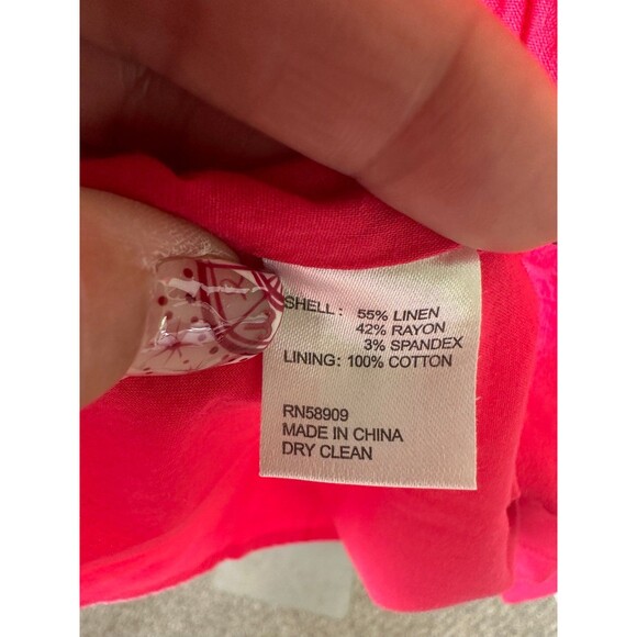 Antonio Melani Linen Blend V-Neckline Cap Flutter Sleeves Tiered A-Line Dress XL - Picture 6 of 6